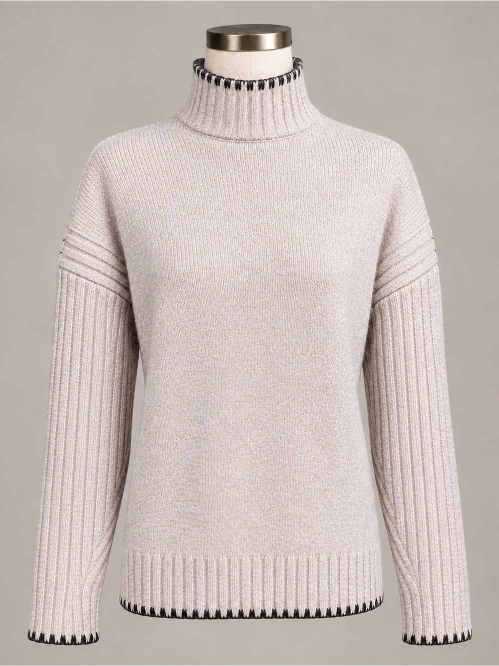 JOIE beige blush pink whip stitch cropped mock neck sweater size large